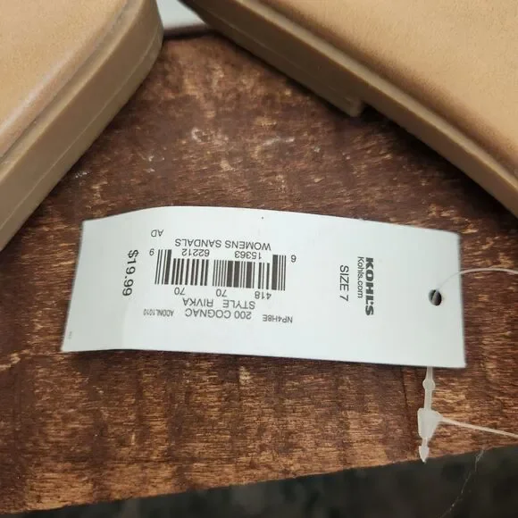 Sonoma Rivka Women Sandals 7 Brown Open Toe Slip On Flat Shoes - Picture 6 of 6